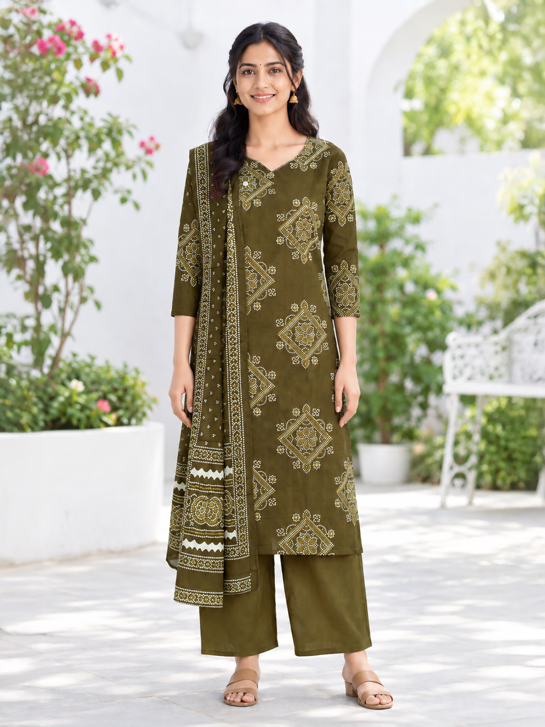 Straight-Cut Ethnic  Printed  Kurta Set