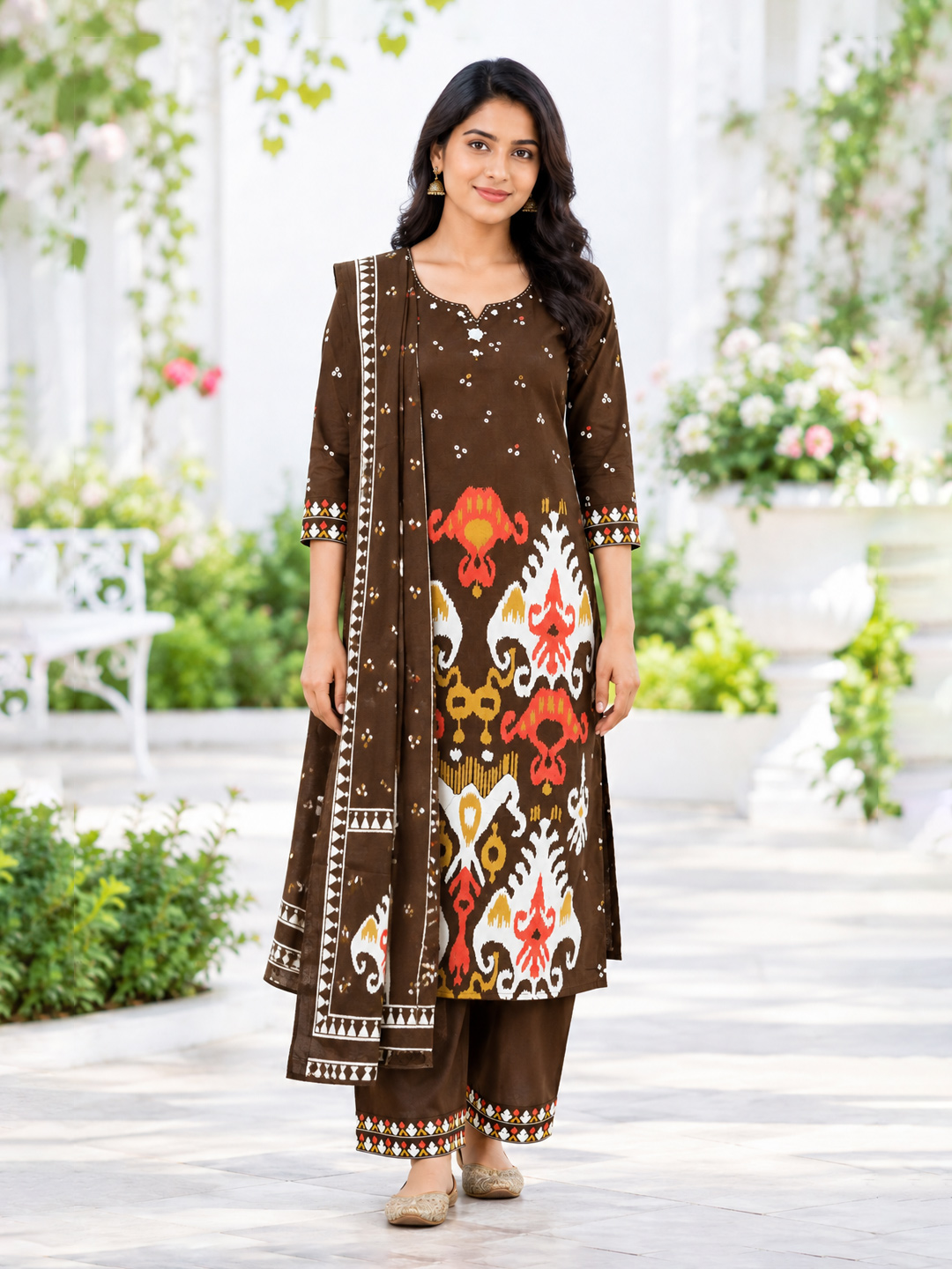 Printed Floral Motif  Salwar Suit Set 