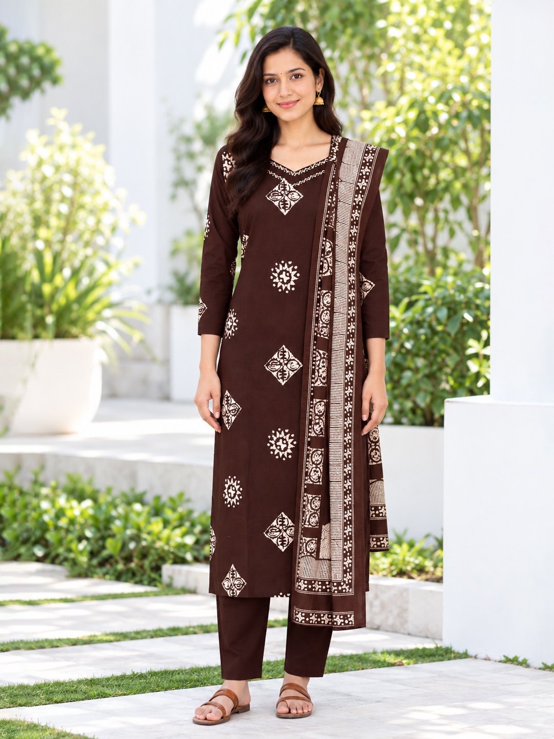 Ethnic  Motifs Printed Straight Kurta  Set