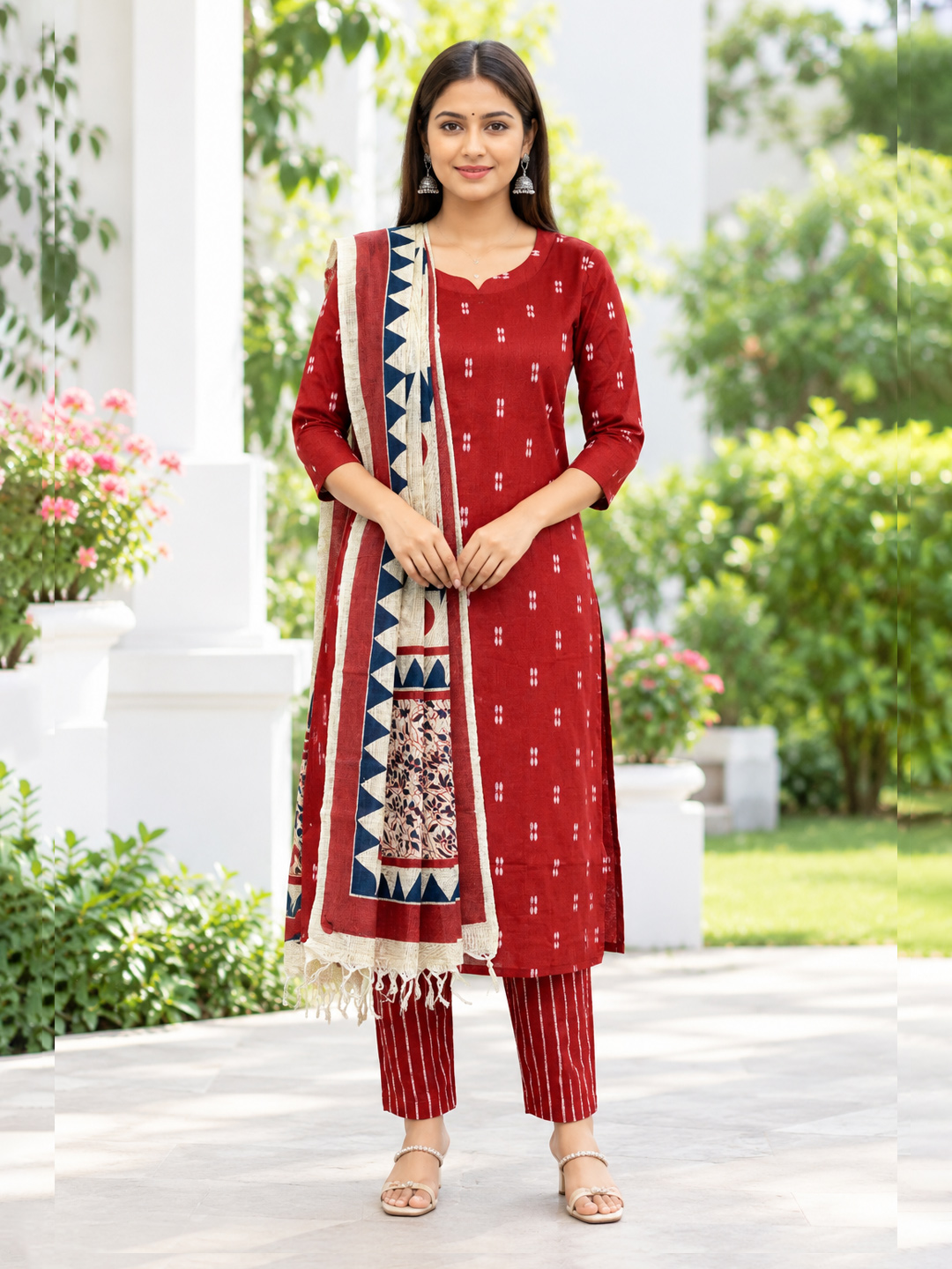 Printed Straight-Cut Ethnic Motif Salwar Suit Set