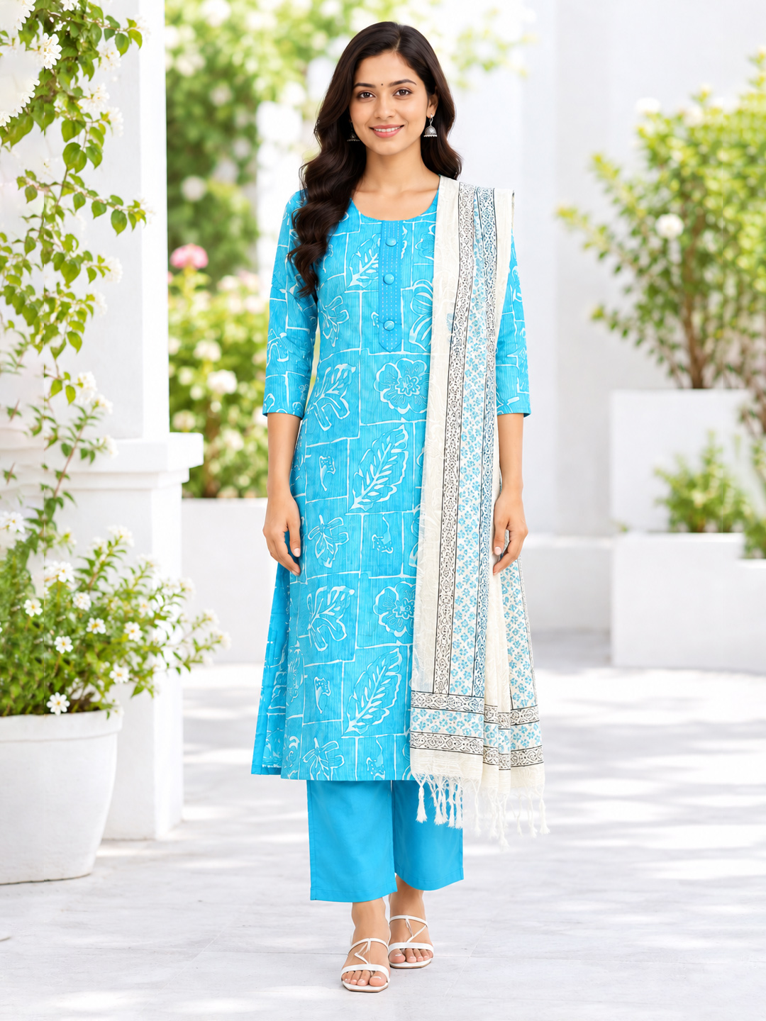 Threadwork Motifs Ethnic Floral Kurta Set