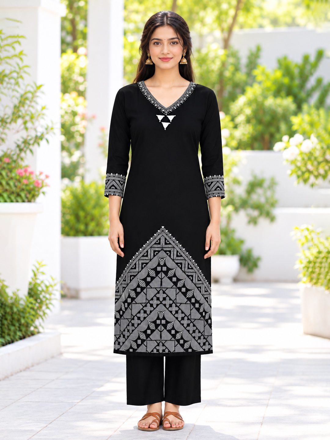 Printed Straight-Cut Kurta Pant Set