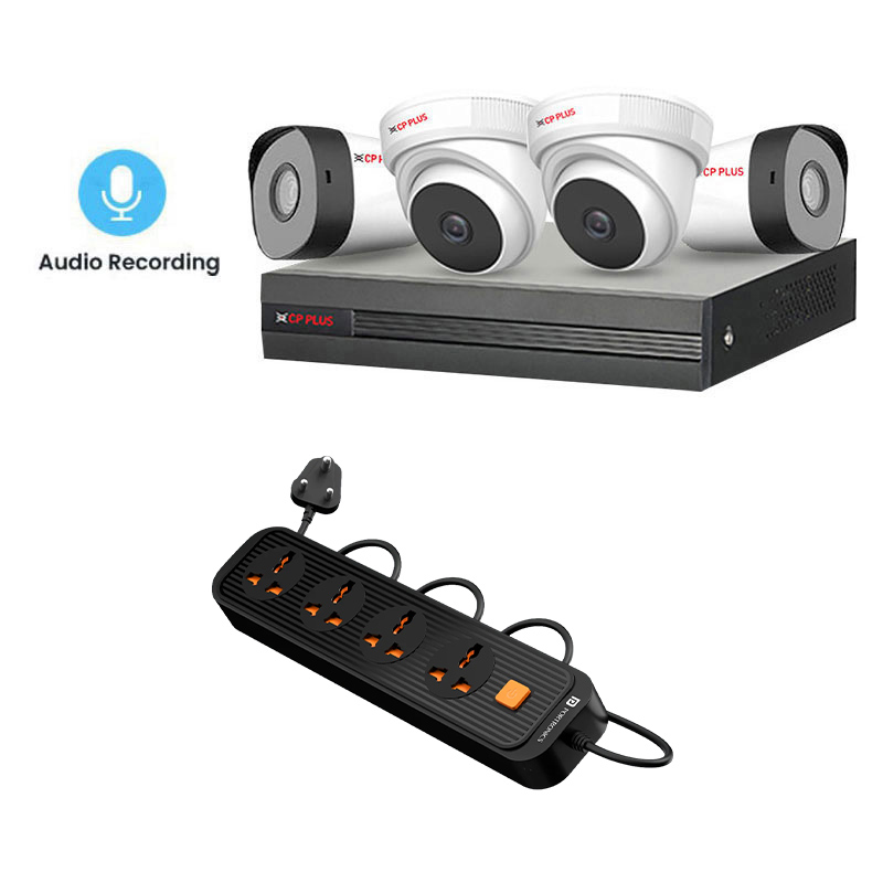  5 cp plus camera 2mp camera + 8ch dvr + 500gb hdd + rack  90mtr cable + Accessories with installation 
