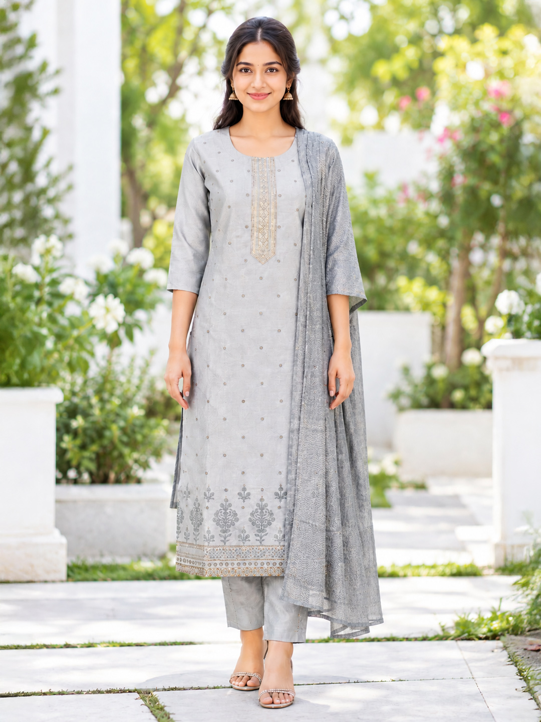 Ethnic Printed Embellished  Kurta Set