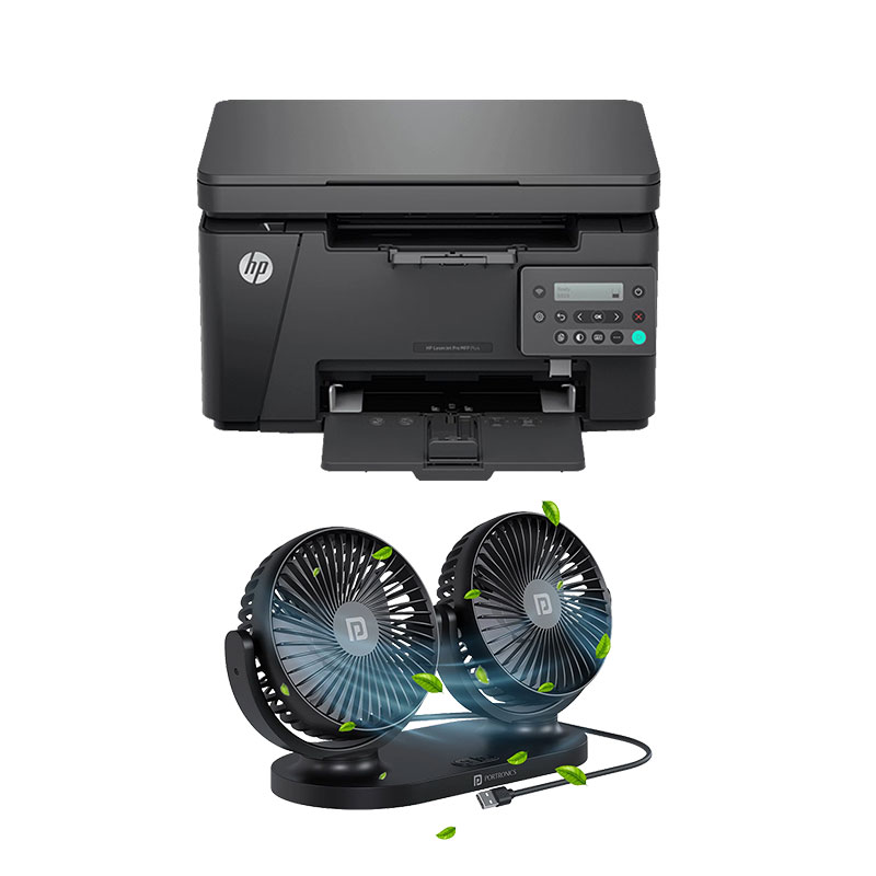 HP LaserJet Pro MFP M126nw plus Printer (Black) + Portronics Twin Cool Dual Head Portable USB Powered Fan
