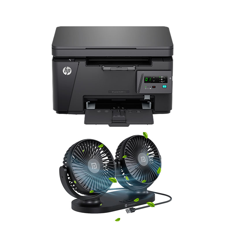 HP LaserJet Pro MFP M126a plus Multi-function Monochrome Laser Printer + Portronics Twin Cool Dual Head Portable USB Powered Fan