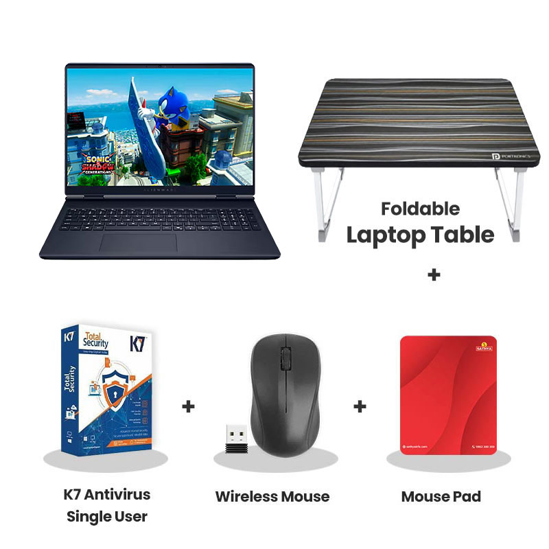 Dell Alienware 16 Aurora - Intel Core 7-240H 16" (40.64cm) Gaming Laptop (16GB DDR5/ 1TB SSD/ WQXGA 120Hz Display/ NVIDIA GeForce RTX 4050 6GB GDDR6/ Windows 11 Home/ Office Home 2024 + M365 Basic (1 Year Validity)/ 1 Year Warranty/ Interstellar Indigo/ 2.57 kg)  with Laptop Table + K7 Antivirus Single User + Wireless Mouse + Mouse Pad