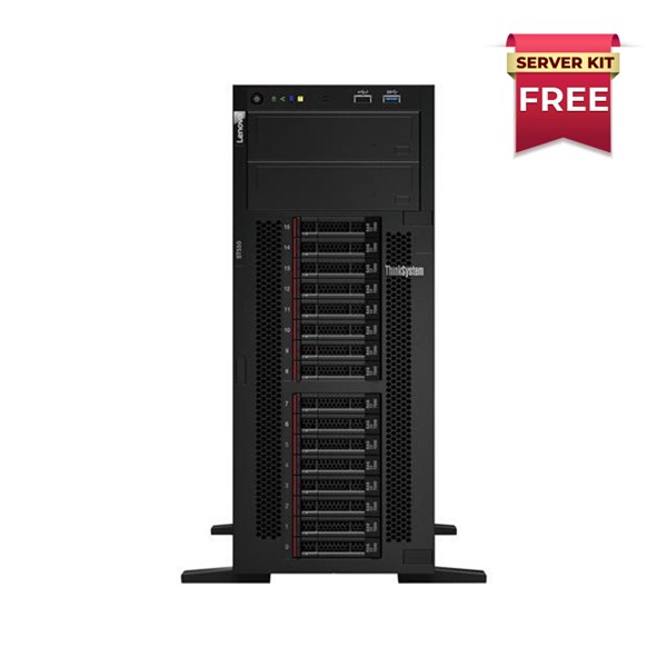 Picture of Lenovo ThinkSystem ST550 Tower Server, Intel Xeon 4208 (2.1GHz, 8Core) Processor with 16GB RAM & 2 x 1.2TB 10K RPM SAS Hard Disk, 3 Year Warranty