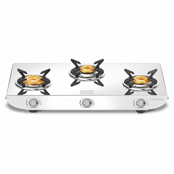 Picture of Vidiem Stainless Steel Tusker 3 Burner Manual Gas Stove -Silver