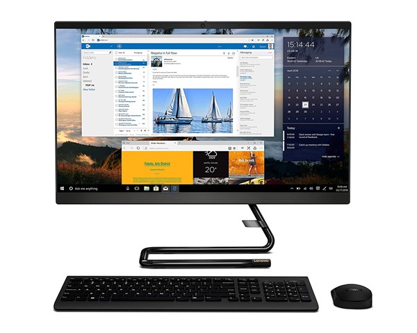 Picture of Lenovo IdeaCentre A340 23.8-inch Full HD IPS All-in-One Desktop (10th Gen Intel Core i3/8GB/512GB SSD/Windows 11/MS Office 2021/HD 720p Camera/Wireless Keyboard & Mouse/Business Black), F0E800Y2IN