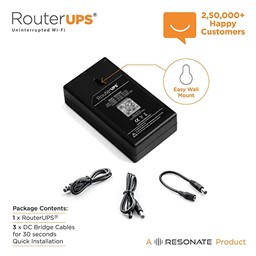 Picture of RESONATE RouterUPS CRU12V2A | Zero Drop | UPS for WiFi Router | Mini UPS | Up to 4 Hours PowerBackup | Battery Replacement Program | Router UPS Compatible with 12V <2A Routers, FTTH, Modem, Set Top Box, Alexa, Mini Camera