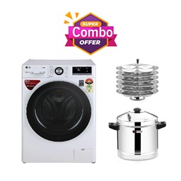 Picture of LG Washing Machine FHV1409ZWW + Premium Brand Idly Cooker 6 Plates Set