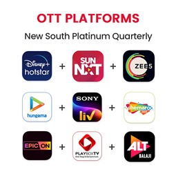 Picture of ALTBalaji+ Epic-ON+ Hotstar +Hungama+ PlayboxTV+ Shemaroo+SonyLIV+ Sun NXT+Zee5,New South Platinum Quarterly