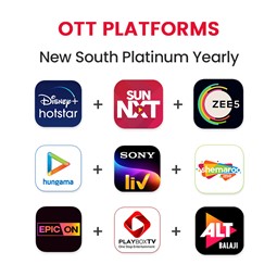 Picture of ALTBalaji+ Epic-ON+ Hotstar +Hungama+ PlayboxTV+ Shemaroo+SonyLIV+SunNXT+ Zee5,New South Platinum Yearly