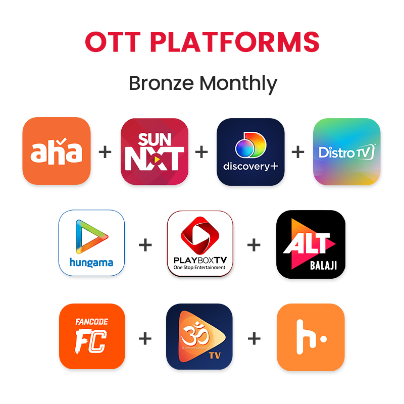 Picture of AhaTamil+ALTBalaji+DiscoveryPlus+DistroTV+Fancode+Hubhopper+Hungama+Ome TV+PlayboxTV+SunNXT, Bronze Monthly