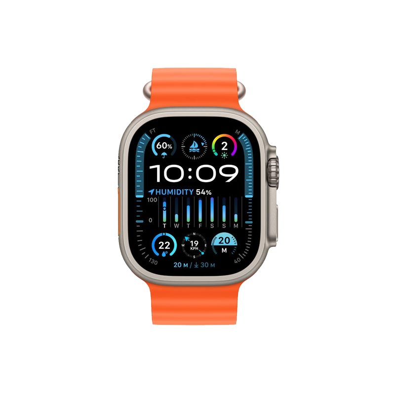 Cellular Orange Apple Band GPS (IWU2CEL49MMOROBMREH3) + with Titanium Ultra Case 49mm Watch Ocean 2
