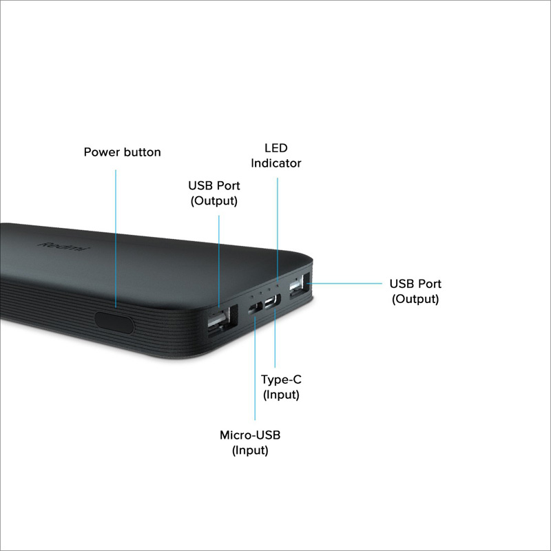 Redmi 10000 mAh ast Charging Slim Power Bank [Black, Lithium Polymer]