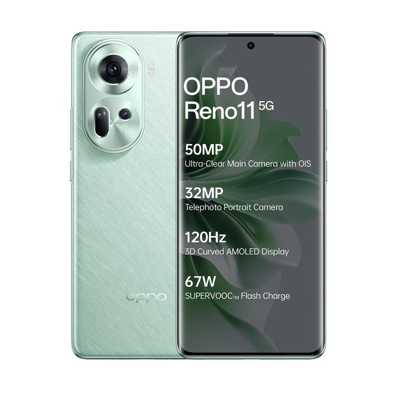 Oppo Reno11 5G (8GB RAM, 128GB, Wave Green) sathya.in