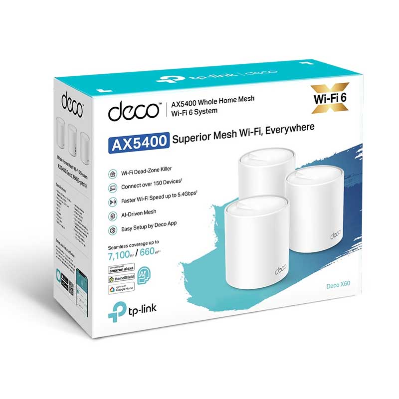 TP-Link Deco X60 AX5400 Whole Home Mesh Wi-Fi 6 Unit (3-Pack 