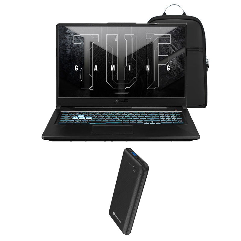 Picture of Asus TUF Gaming F17 - 11th Gen Intel Core i5-11400H 17" FX706HF-NY040W Gaming Laptop (16GB/ 512GB SSD/ Full HD Display/ 4GB NVIDIA GeForce RTX 2050/ Windows 11 Home/ 1Year Warranty/ Graphite Black/ 2.60 kg) + Portronics Power Bank Ampbox 10000 mAh + Laptop Bag