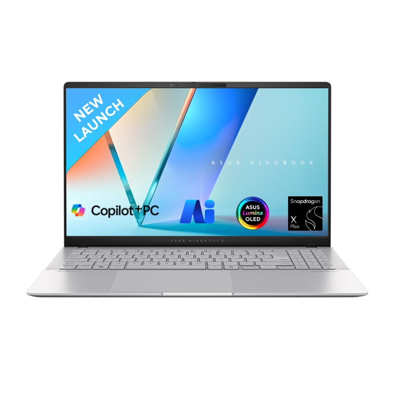 Picture of Asus Vivobook S 15 OLED - Qualcomm AI Powered ,Snapdragon X Plus X1P 42 100 15.6"  (39.62cm) S5507QA-MA551WS Thin & Light Laptop (16GB/ 1TB SSD/ Qualcomm Adreno GPU/ Windows 11 Home/ 1 Year Warranty/ Cool Silver/ 1.42 Kg)