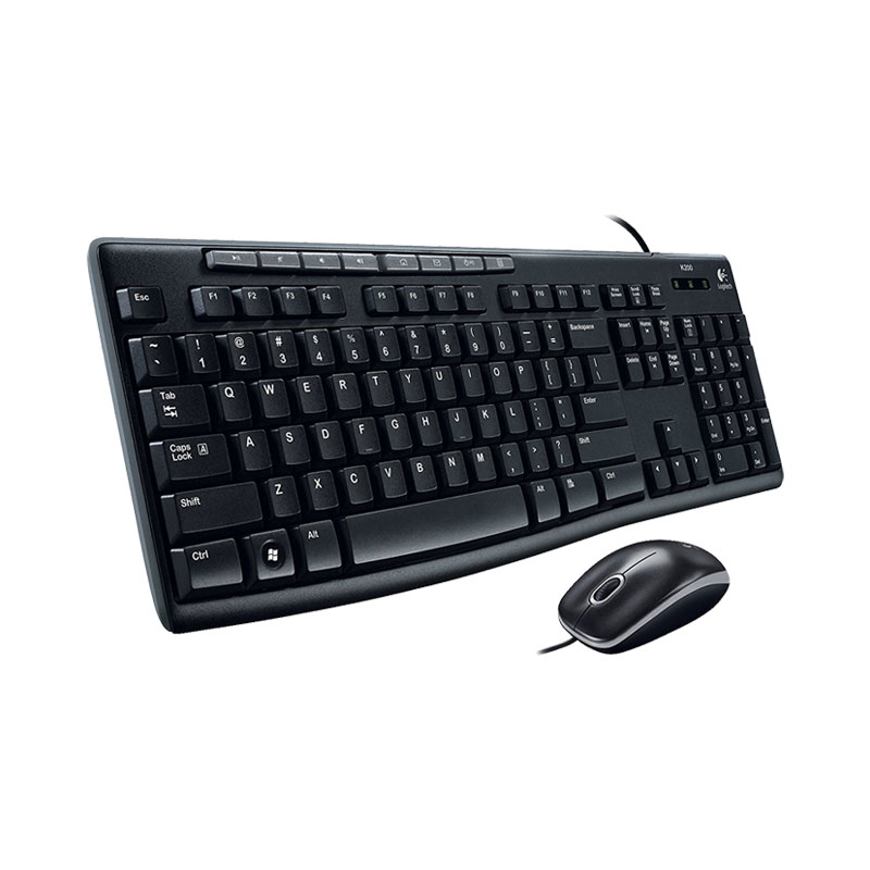 Logitech MK200 Mouse & Keyboard Combo, Full-Sized Wired USB Laptop Keyboard (Black)