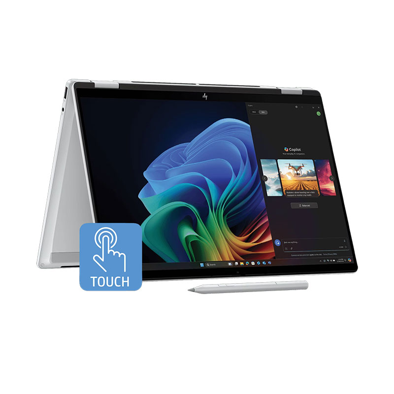 Picture of HP OmniBook X Flip - Intel Core Ultra 5 226V 14" (35.6 cm) 14-fm0058TU Thin & Light Laptop (16GB/ 512GB SSD/ Diagonal 3K OLED, UWVA Touch Display/  Intel Arc Graphics/ Windows 11 Home/  Backlit Keyboard/ Camera Privacy Shutter/ MS Office 2024/ 1 Year Warranty/ Glacier Silver/ 1.38 kg)