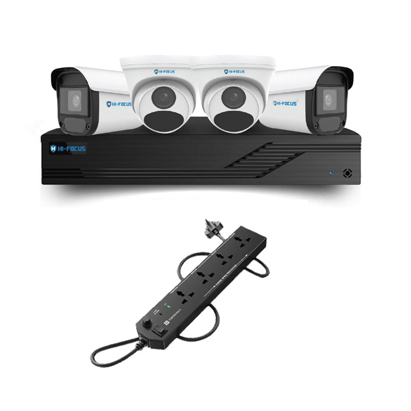 Picture of Hi-Focus 4 CCTV Cameras Combo (2 Indoor & 2 Outdoor CCTV Cameras) + 4CH DVR + HDD + Accessories + Power Supply + 90m Cable +Power Extension Board