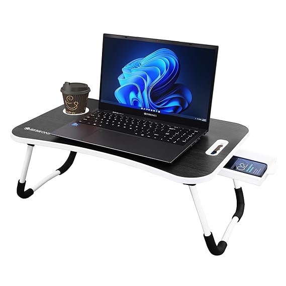 Picture of ZEBRONICS Zeb Lapdesk X3 Foldable Laptop (Foldable Laptop Study Bed Table/ Tablet Dock/ Pen & Cup Holder/ Anti Slip Rubber Feet/ Drawer for Storage/ for Students & Work)