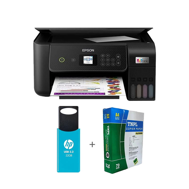 Picture of Epson EcoTank L3260 A4 Wi-Fi All-in-One Ink Tank Printer (Black) + USB 3.2 32GB Pendrive + A4 Sheet Bundle