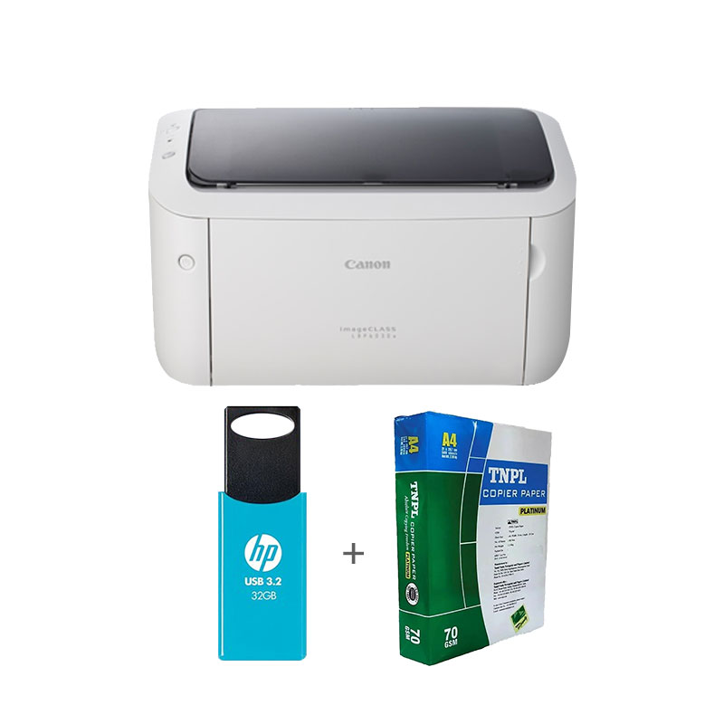 Picture of Canon imageCLASS LBP6030W Single Function WiFi Monochrome Laser Printer  (Toner Cartridge) + USB 3.2 32GB Pendrive + A4 Sheet Bundle