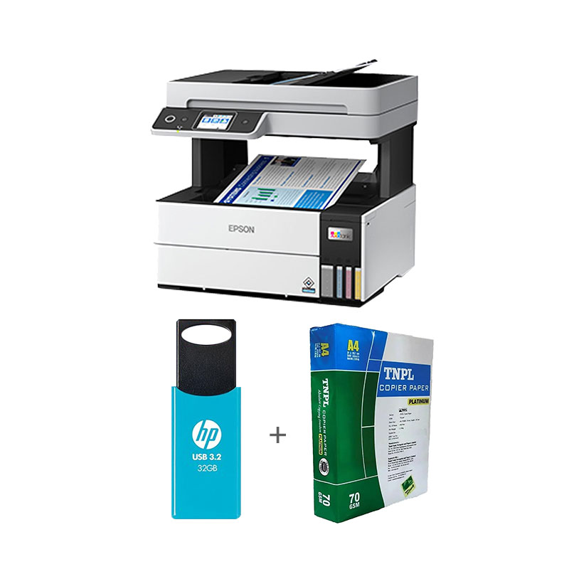 Picture of Epson EcoTank L6460 A4 Ink Tank Printer (White) USB 3.2 32GB Pendrive + A4 Sheet Bundle