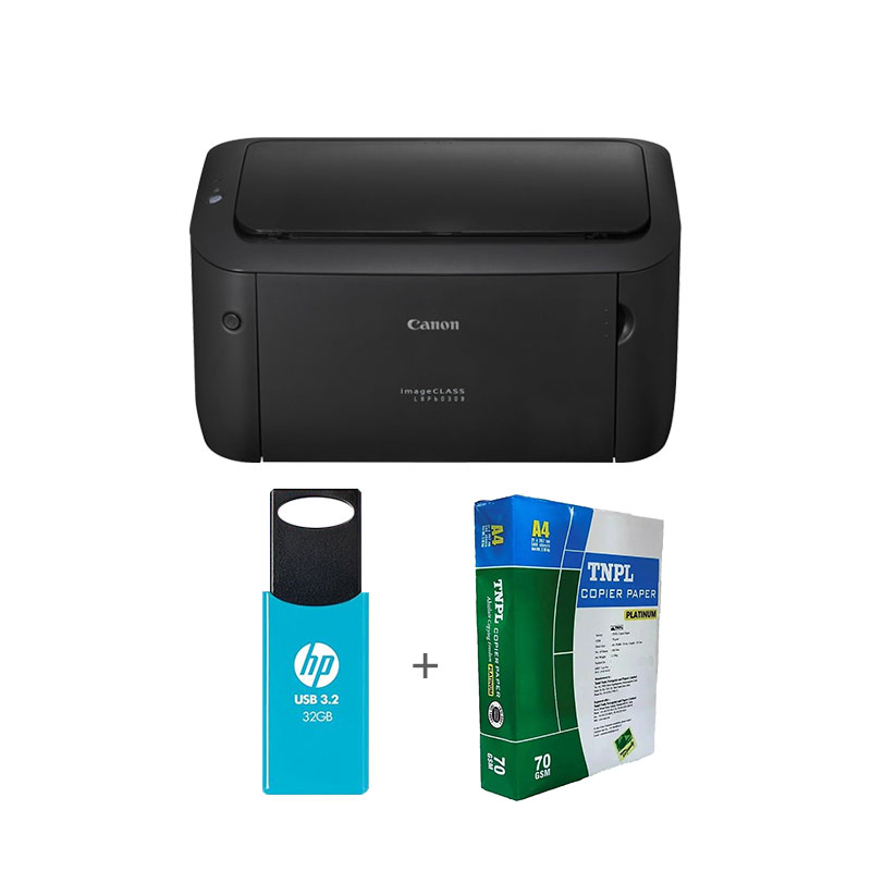 Picture of Canon imageCLASS LBP6030B Single-Function Laser Monochrome Printer (Black) + USB 3.2 32GB Pendrive + A4 Sheet Bundle