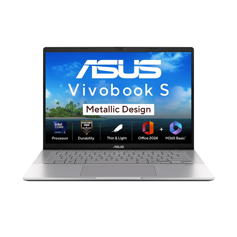 Picture of Asus Vivobook S14 - Intel Core Ultra 5 225H 14" (35.56 cm) S3407CA-LY060WS Thin and Light Laptop(16GB/ 512GB SSD/ WUXGA Display/ Intel Graphics/ Windows 11 Home/ Office Home 2024/ 1 Year Warranty/ Cool Silver/ 1.40 kg)