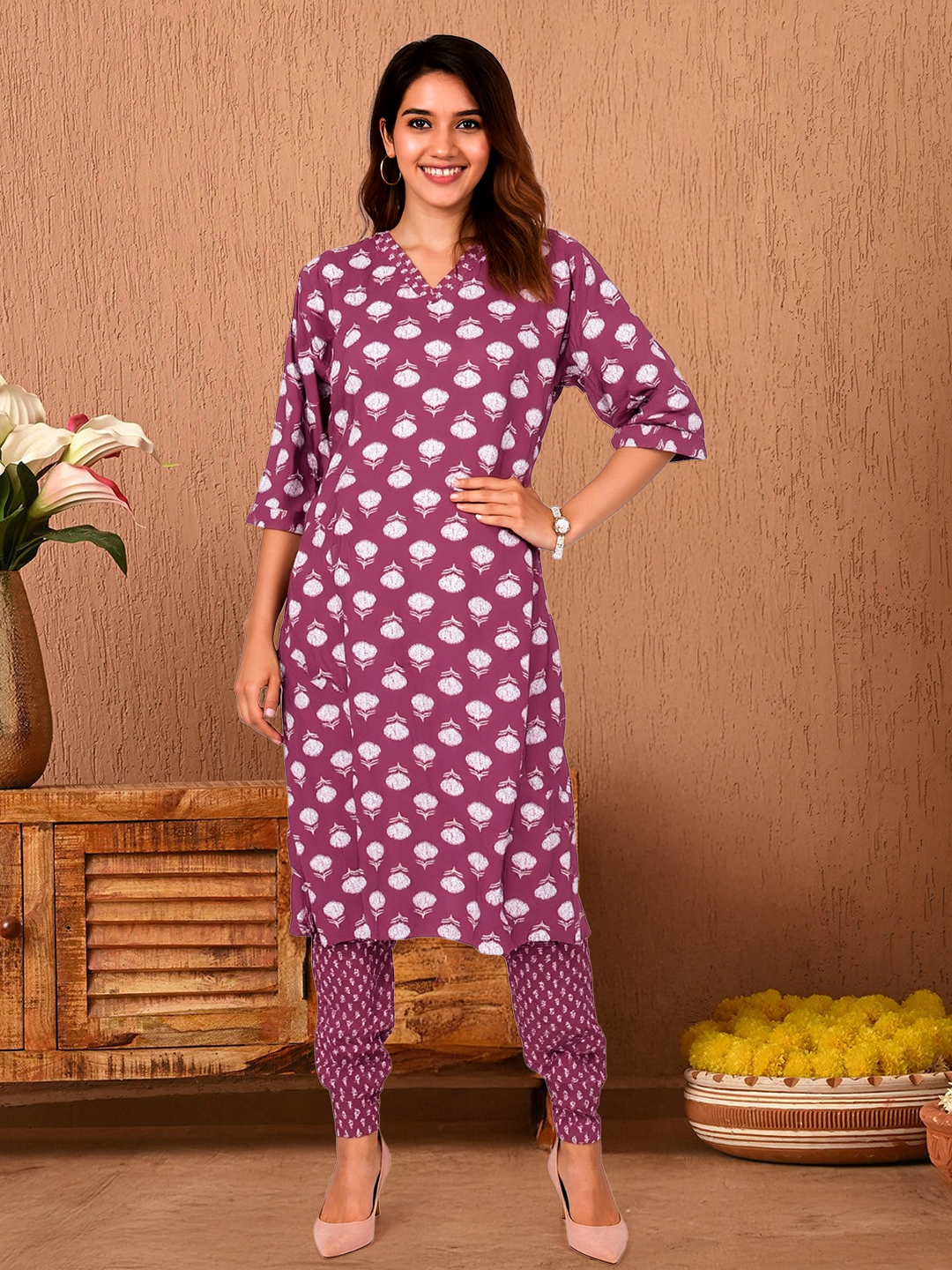 Printed Straight Kurta with Pant Set