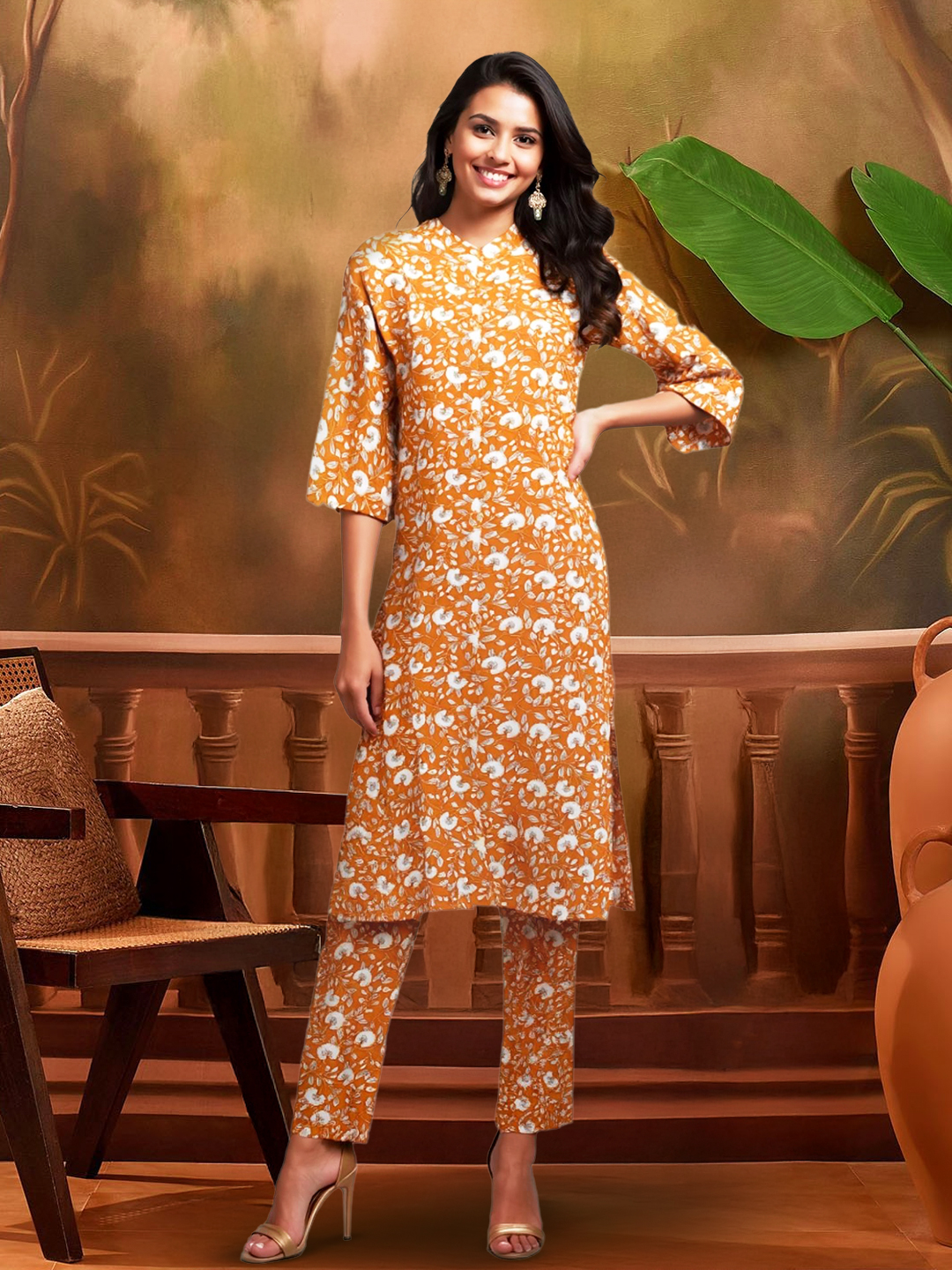 Charming Floral Printed Kurta with Pant Set