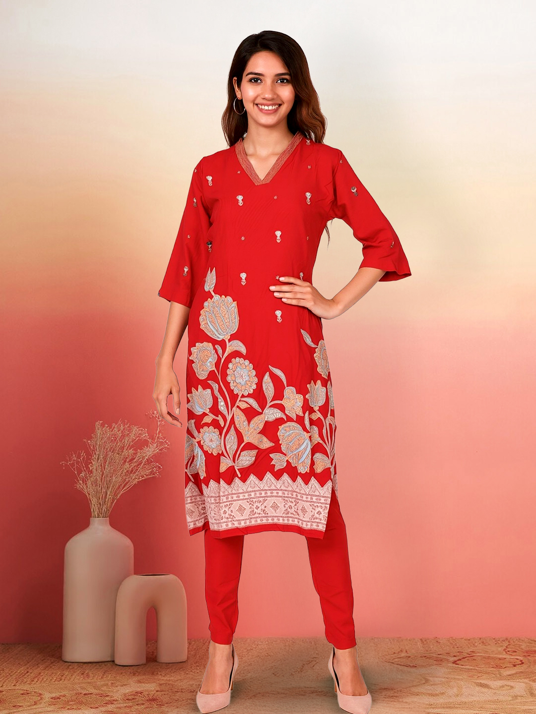 A Blend of Tradition and Elegance Embroidered Kurta with Pant Set