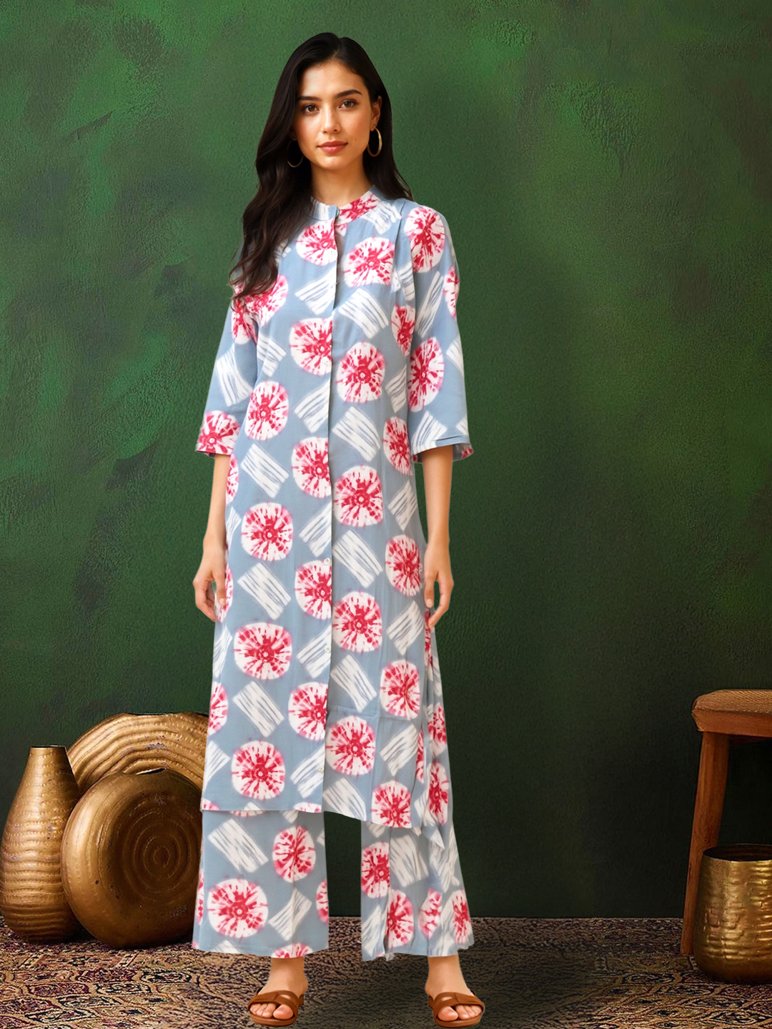 Floral Elegance Printed Kurta with Palazzo Set