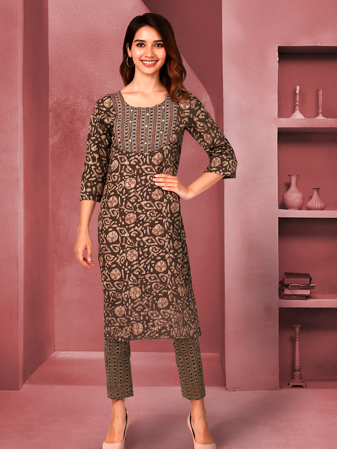 Classic Beauty Printed Straight Kurta with Pant Set